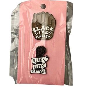 Set of 2 BLM Black Lives Matter Activist Enamel Pins